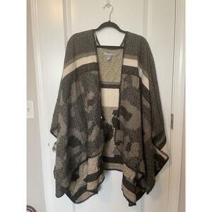 Marc New York Women’s Cheetah Striped Printed Poncho Shawl Wrap One Size